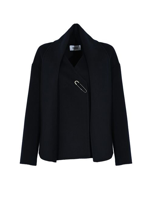 Cappotto con collo sciarpa in lana Blu Notte Alpha studio | AD-4693N2001